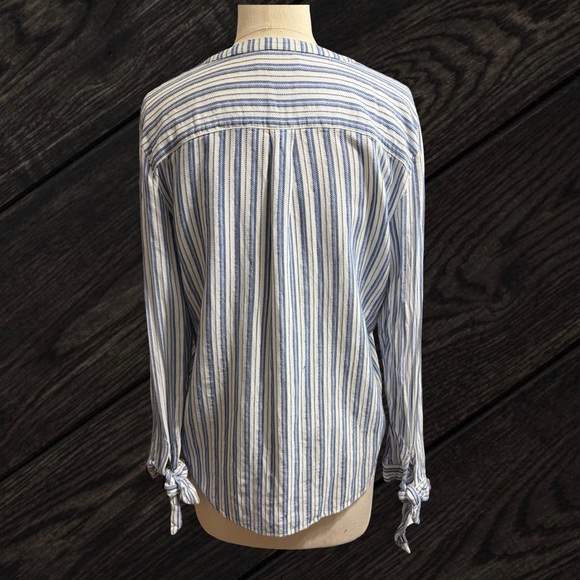 J. Crew Mercantile Tie Sleeve Button-Down Striped Women's Size Medium - Picture 2 of 5
